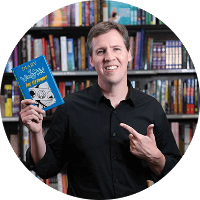Jeff Kinney and Wimpy kid character