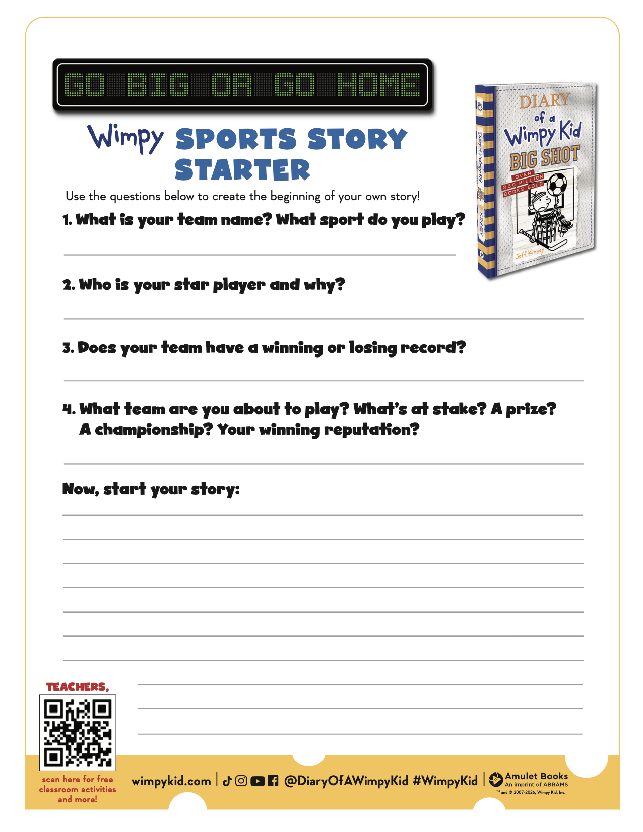 Sports Story Starter