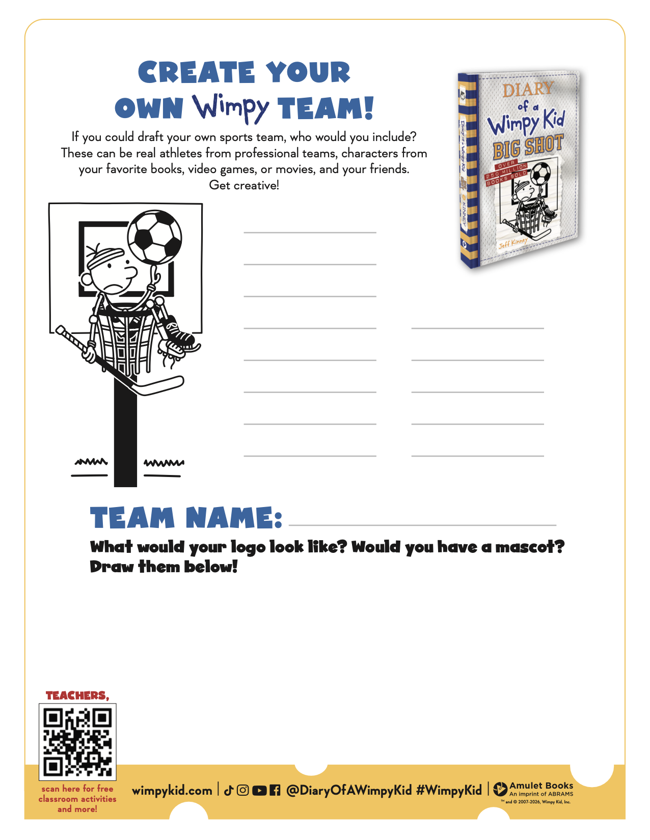Create your own Wimpy Sports Team